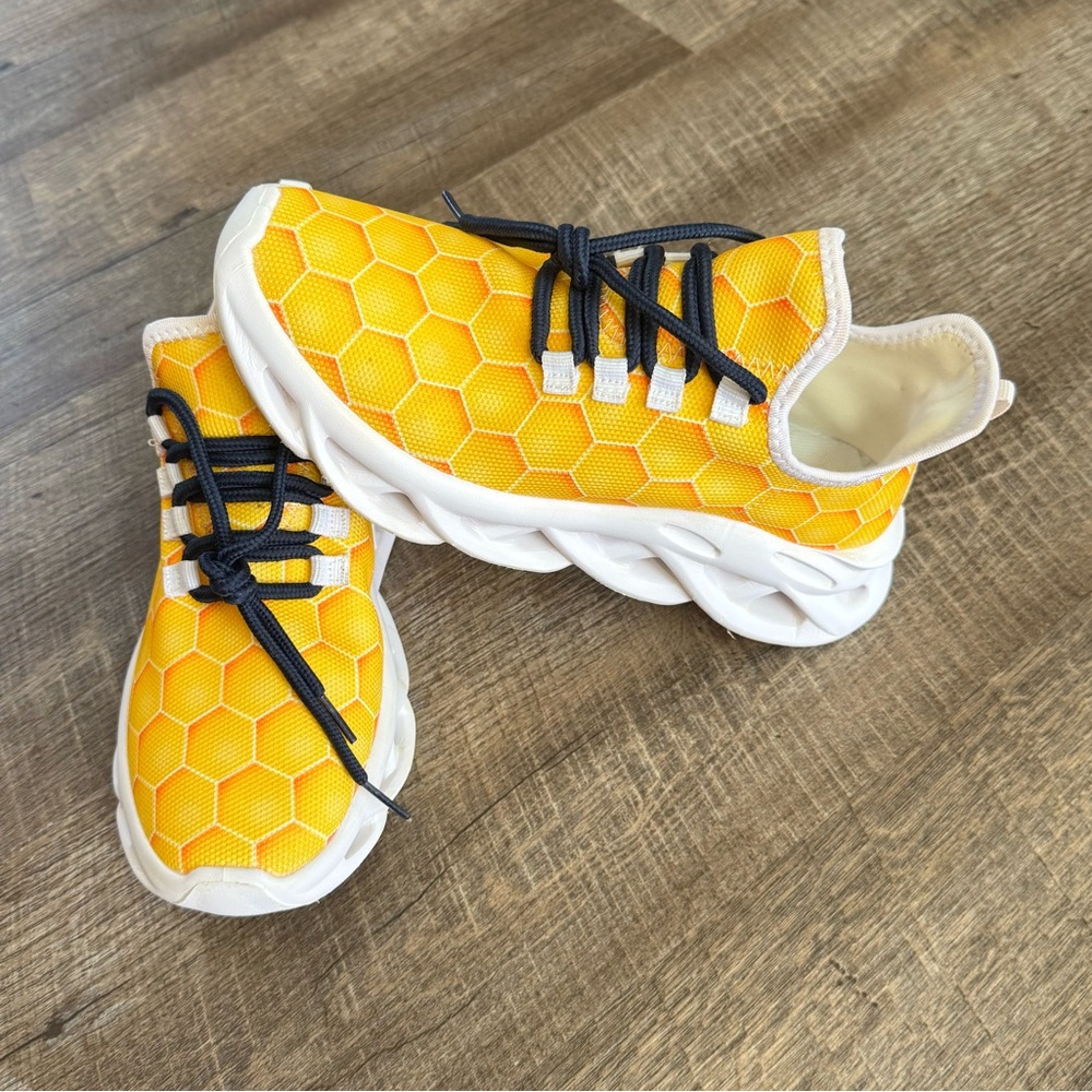 “SAVE THE BEES” Yellow Honeycomb Womans Shoes